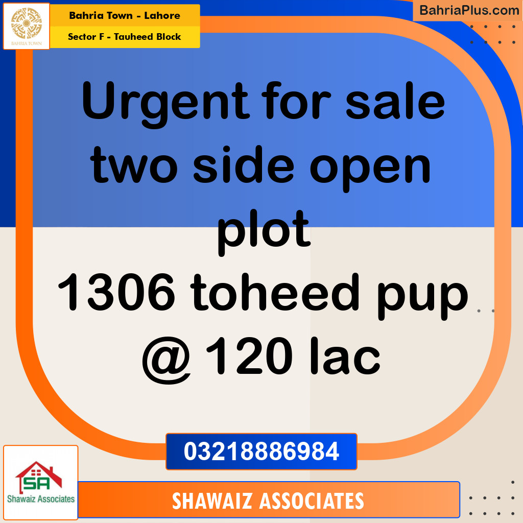 Residential Plot for Sale in Sector F - Tauheed Block -  Bahria Town, Lahore - (BP-195358)