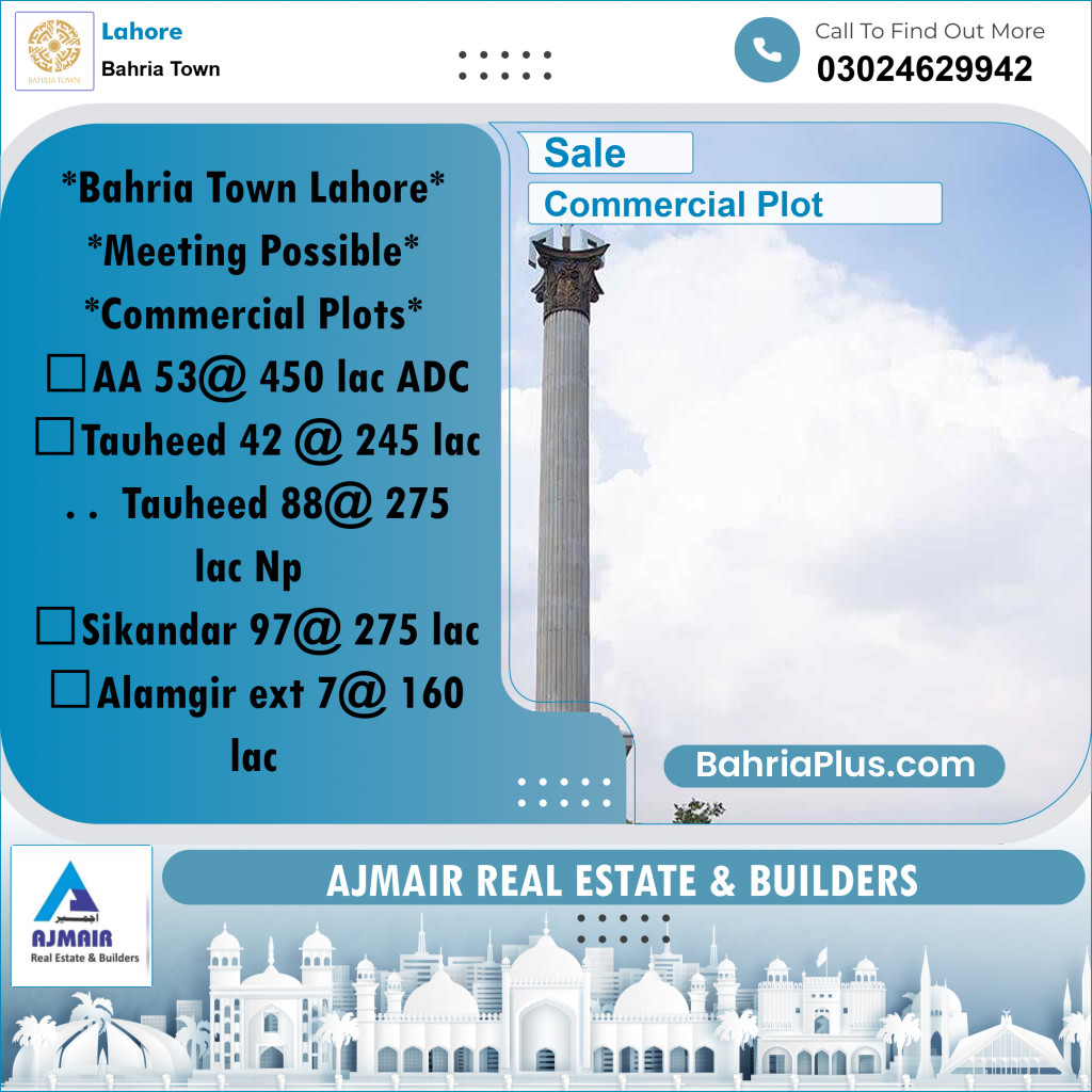 Commercial Plot for Sale in Bahria Town, Lahore - (BP-195359)