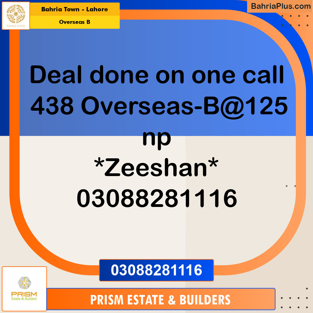 Residential Plot for Sale in Overseas B -  Bahria Town, Lahore - (BP-195392)
