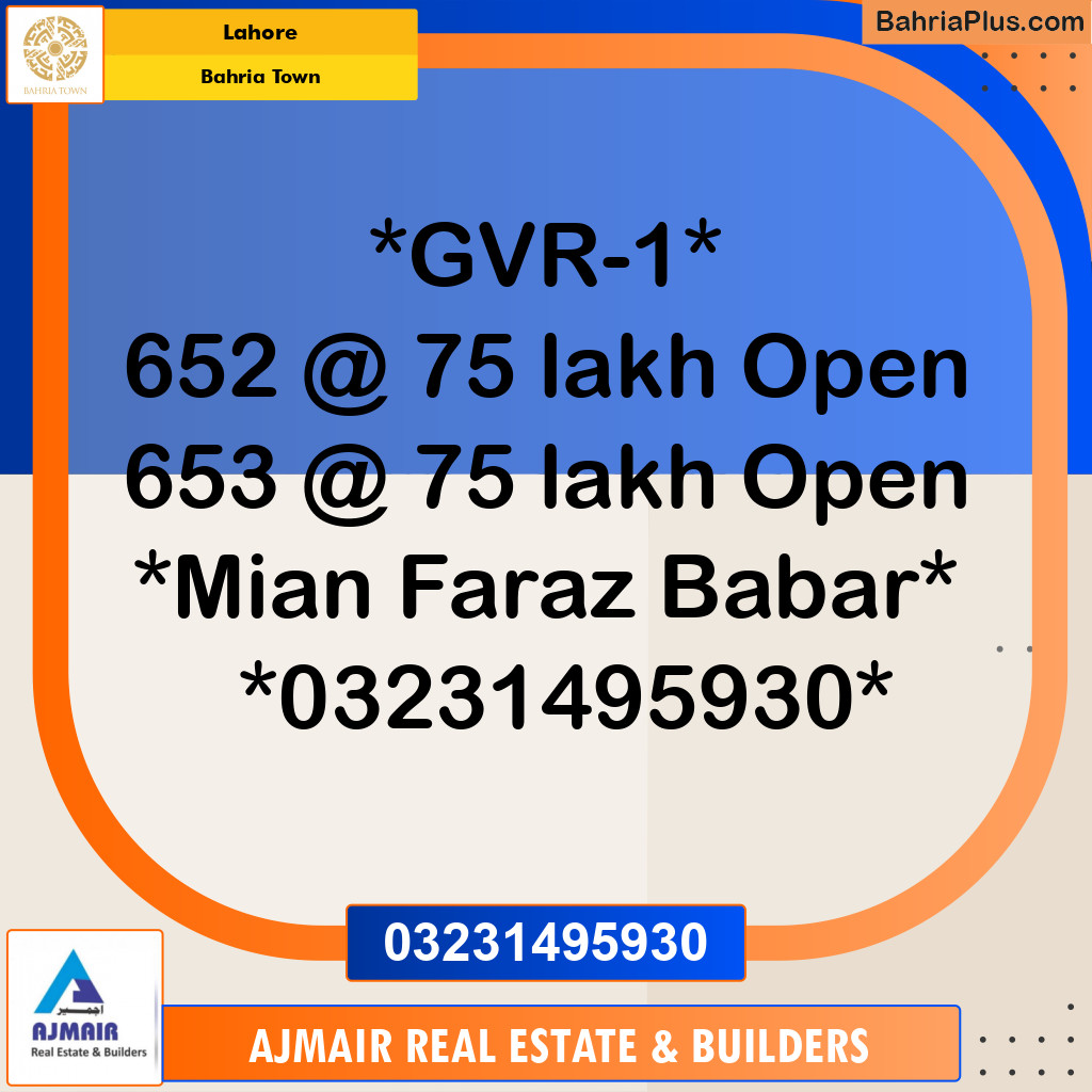 Residential Plot for Sale in Bahria Town, Lahore - (BP-195396)