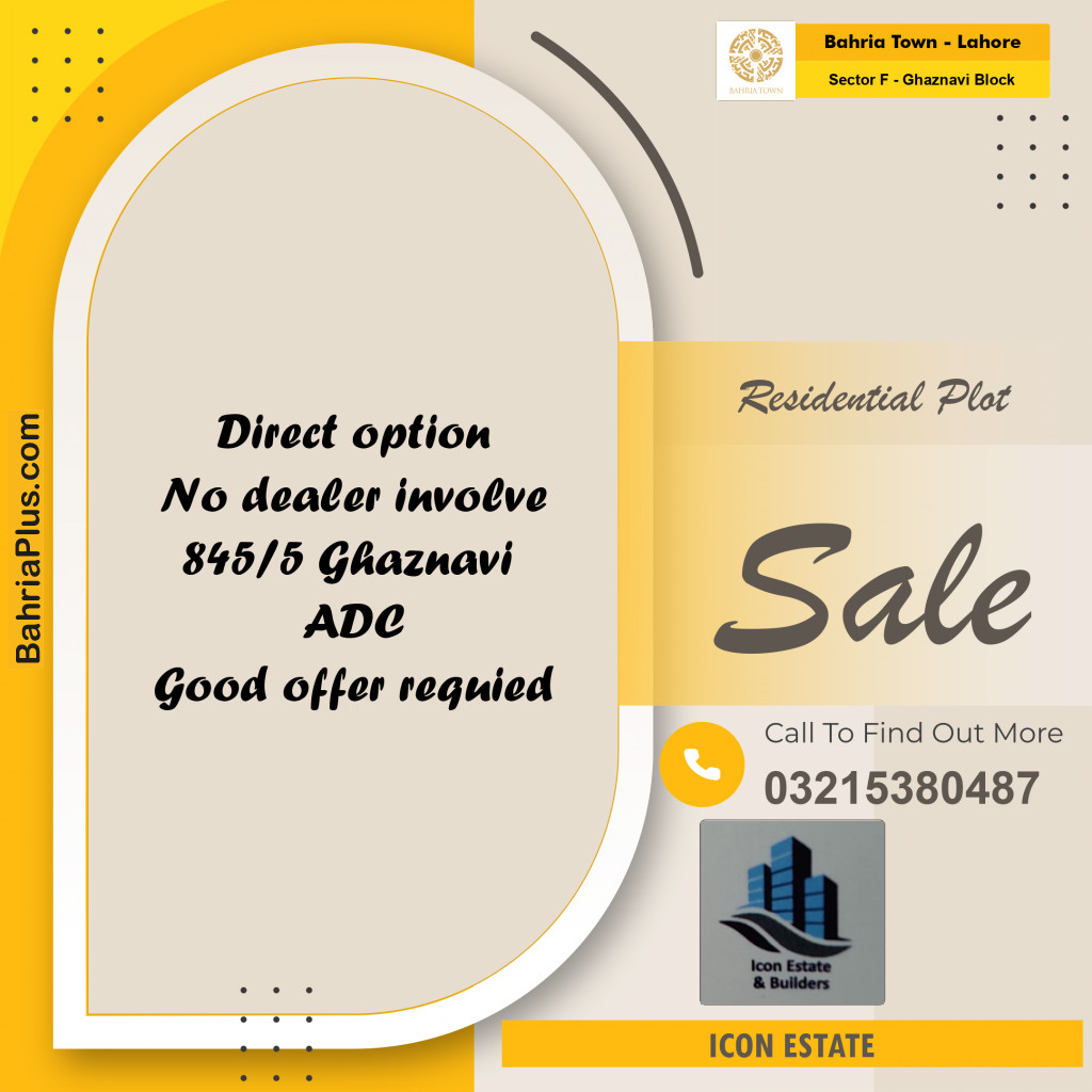 Residential Plot for Sale in Sector F - Ghaznavi Block -  Bahria Town, Lahore - (BP-195417)