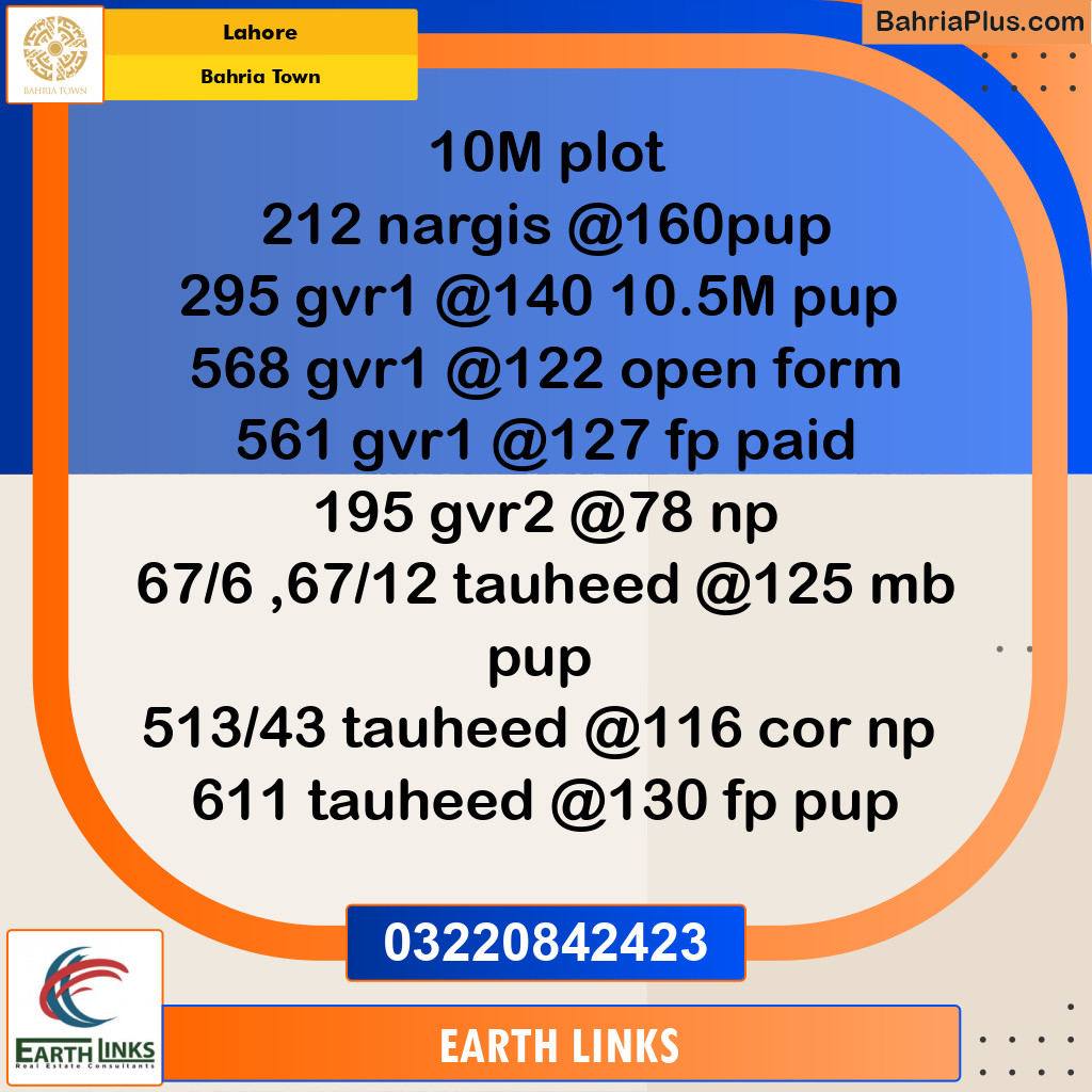 Residential Plot for Sale in Bahria Town, Lahore - (BP-195422)