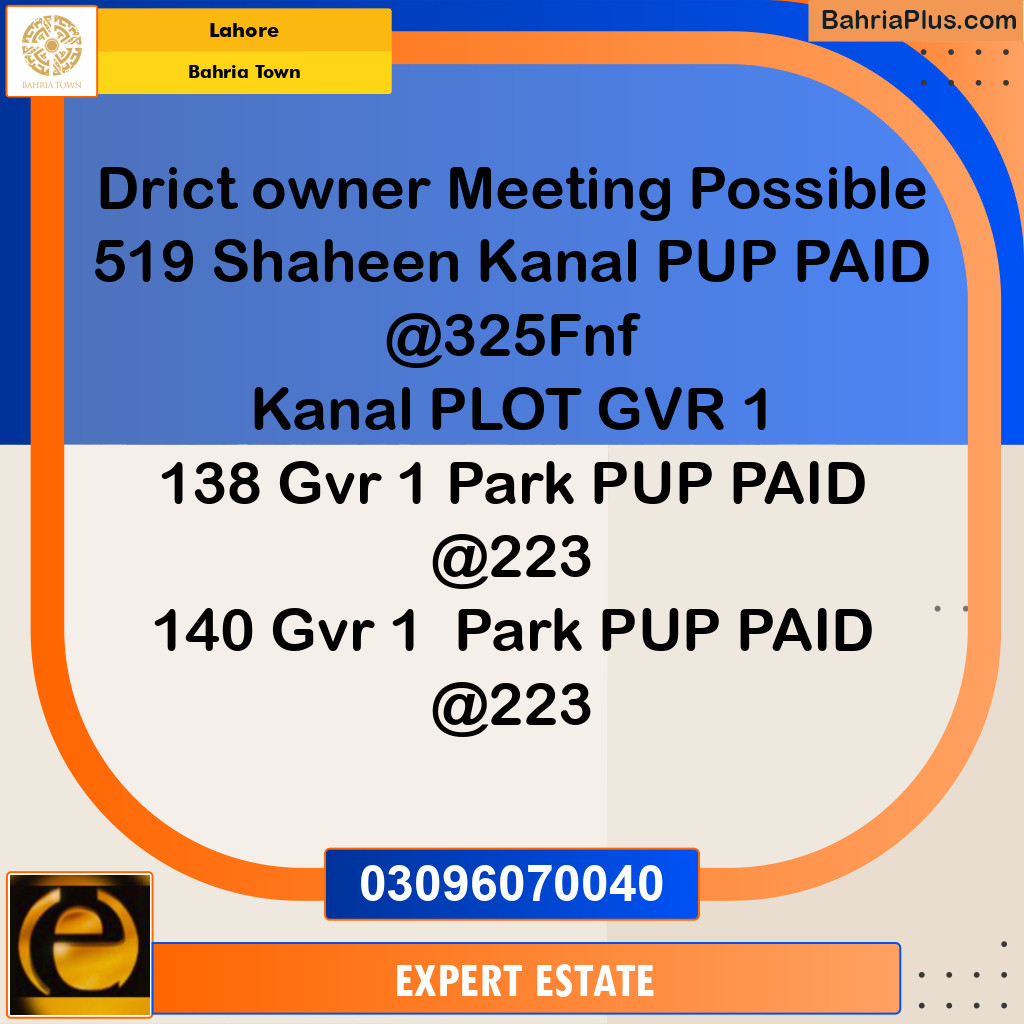 Residential Plot for Sale in Bahria Town, Lahore - (BP-195446)