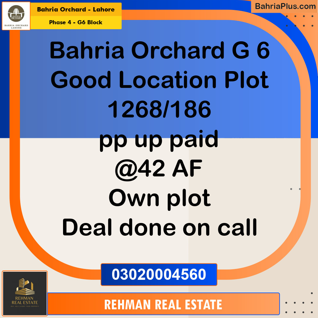 Residential Plot for Sale in Phase 4 - G6 Block -  Bahria Orchard, Lahore - (BP-195448)