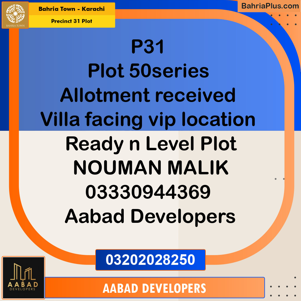 Residential Plot for Sale in Precinct 31 Plot -  Bahria Town, Karachi - (BP-195461)