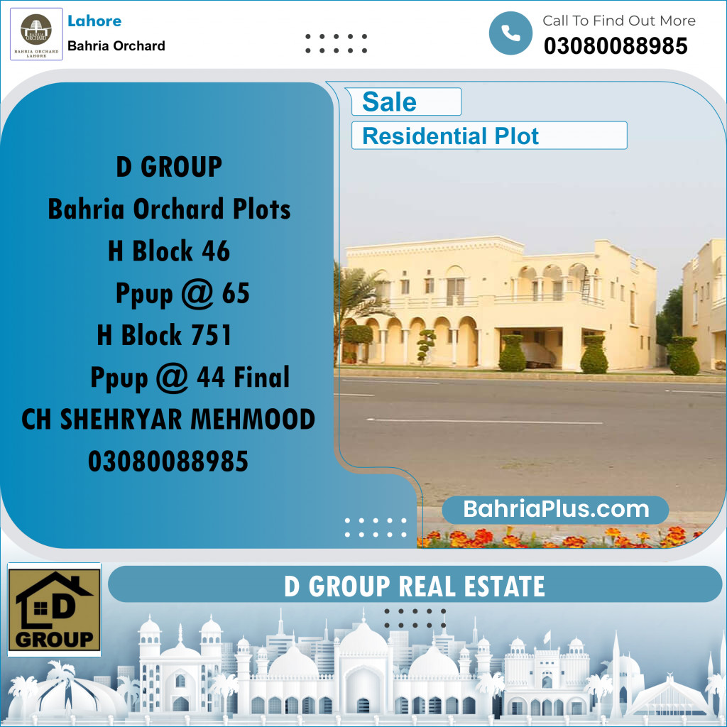 Residential Plot for Sale in Bahria Orchard, Lahore - (BP-195465)