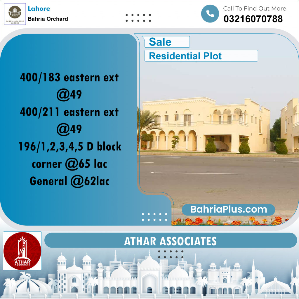 Residential Plot for Sale in Bahria Orchard, Lahore - (BP-195471)