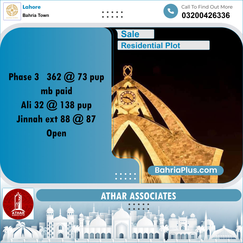 Residential Plot for Sale in Bahria Town, Lahore - (BP-195473)