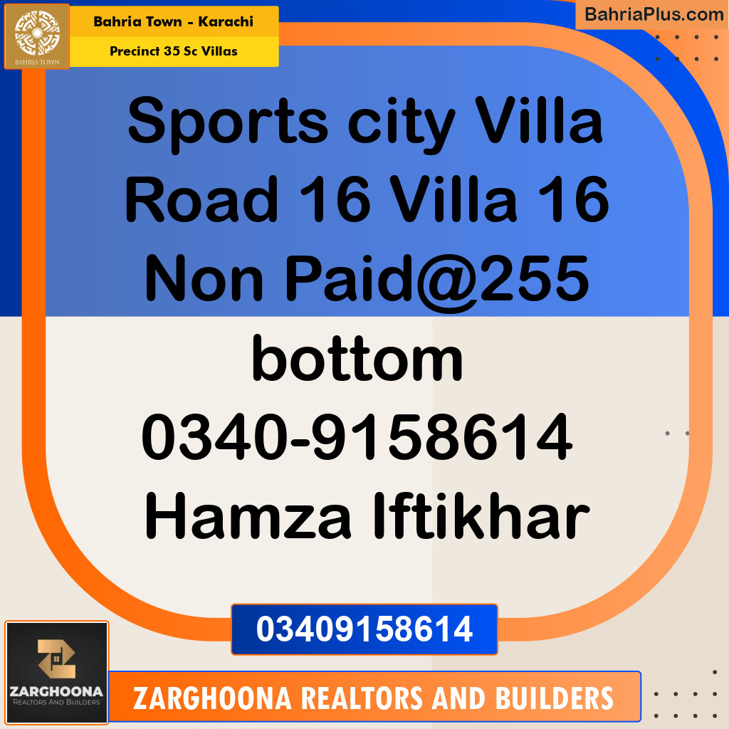 350 Sq. Yards Residential Plot for Sale in Precinct 35 SC Villas - Bahria Town, Karachi - (BP-195501)