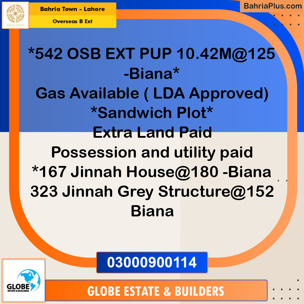 Residential Plot for Sale in Overseas B Ext -  Bahria Town, Lahore - (BP-195504)