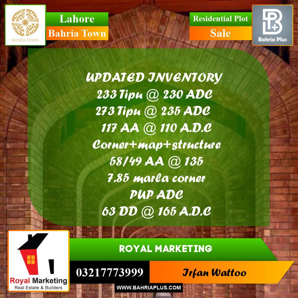 Residential Plot for Sale in Bahria Town, Lahore - (BP-195509)