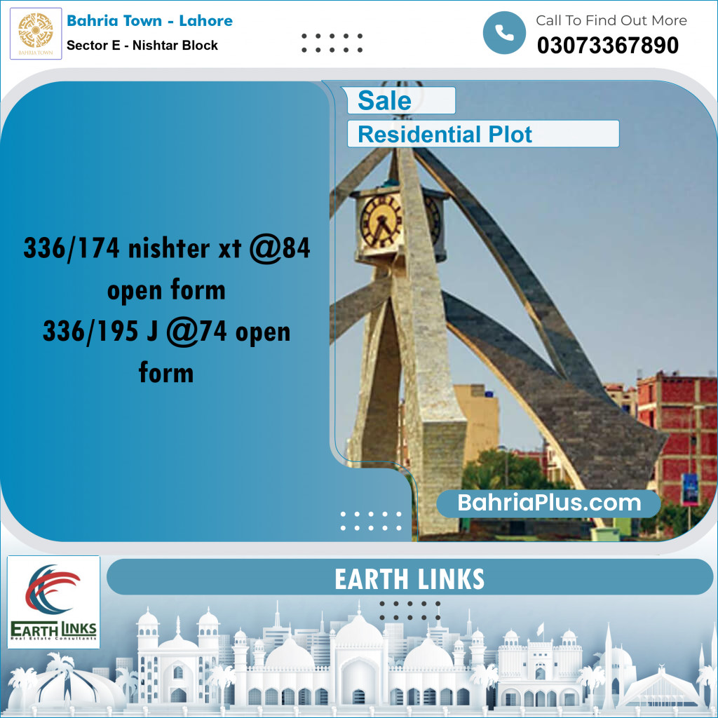 Residential Plot for Sale in Sector E - Nishtar Block -  Bahria Town, Lahore - (BP-195510)