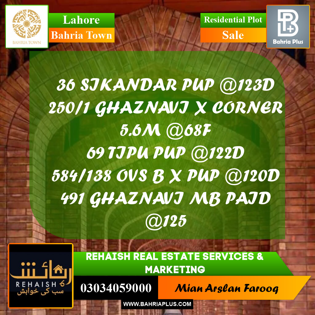 Residential Plot for Sale in Bahria Town, Lahore - (BP-195542)