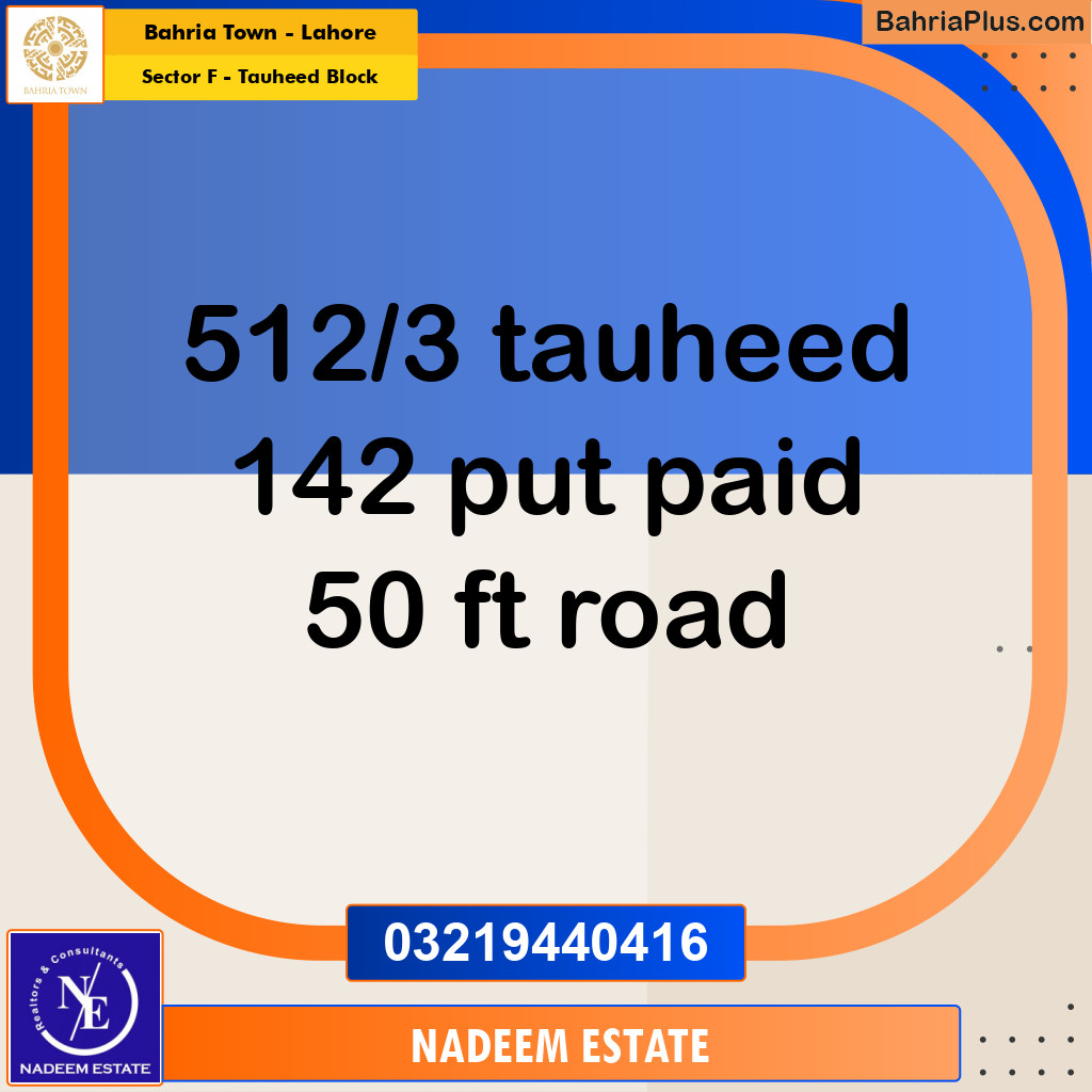 Residential Plot for Sale in Sector F - Tauheed Block -  Bahria Town, Lahore - (BP-195551)