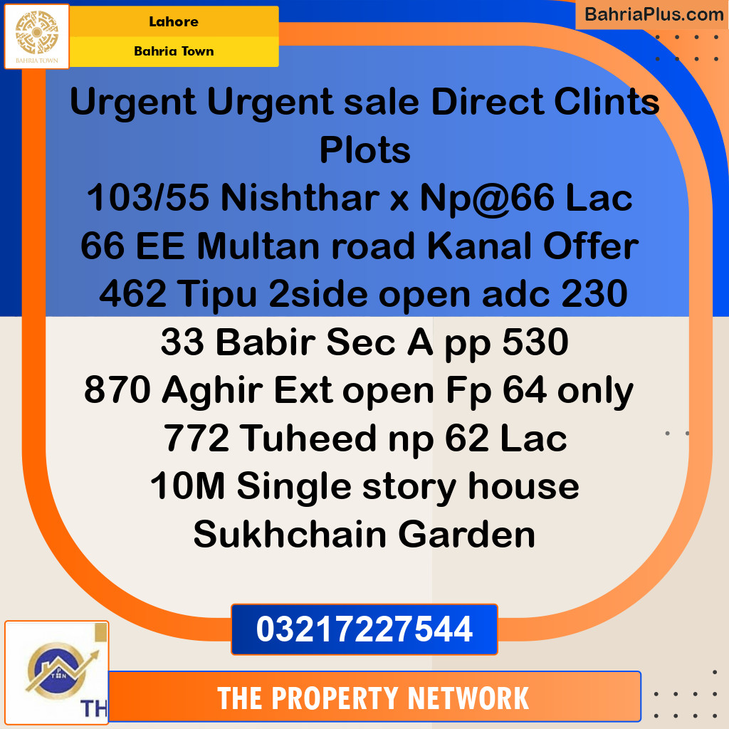 Residential Plot for Sale in Bahria Town, Lahore - (BP-195561)