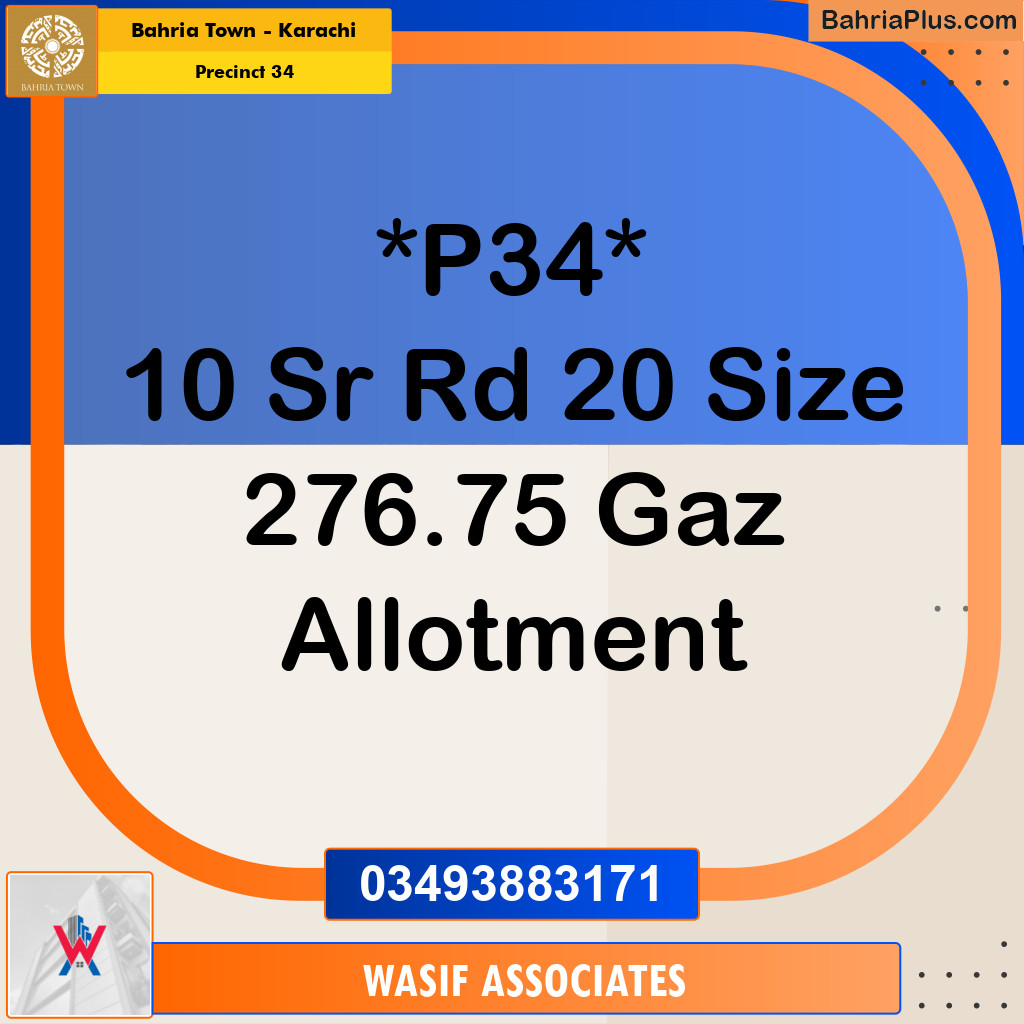 250 Sq. Yards Residential Plot for Sale in Precinct 34 -  Bahria Town, Karachi - (BP-195569)