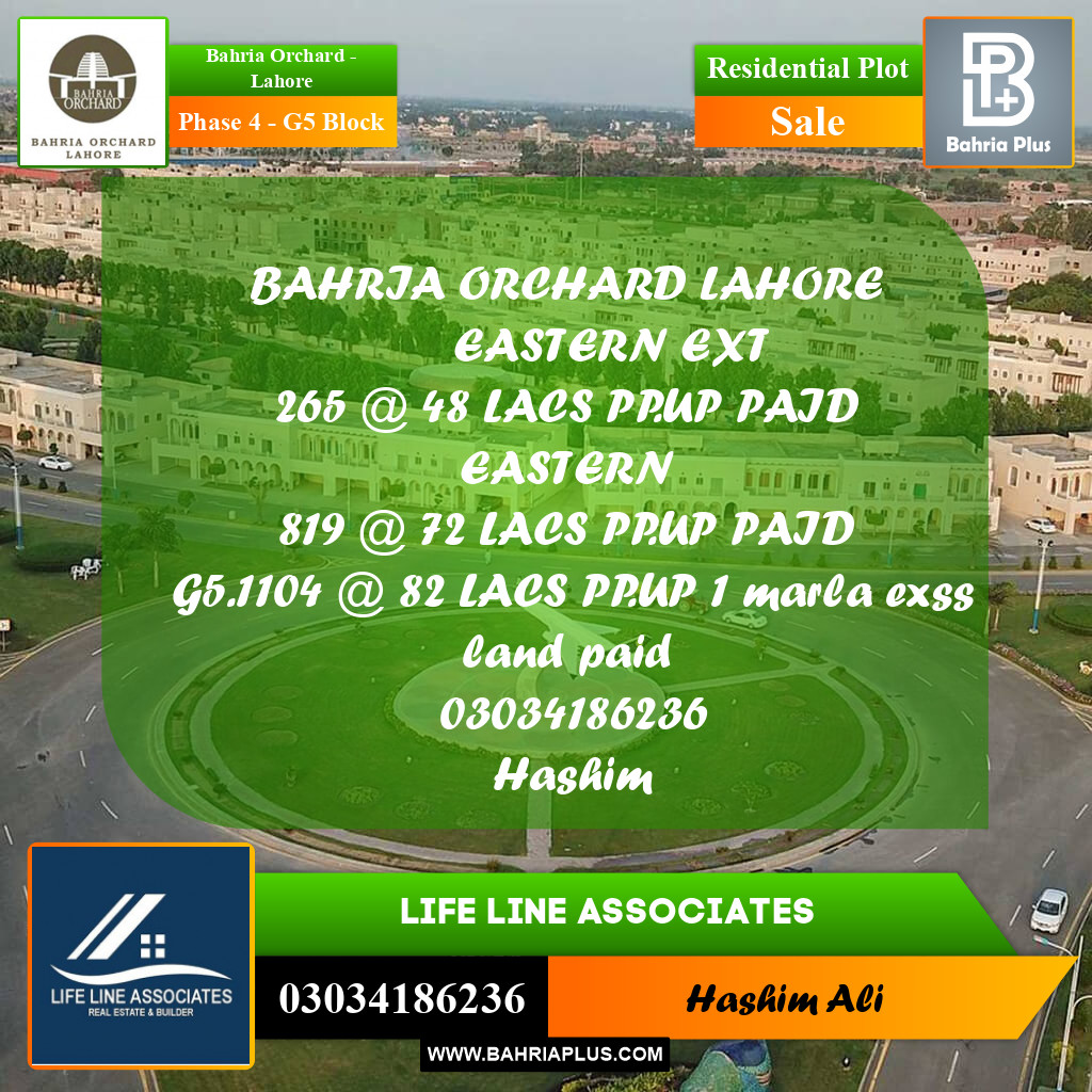Residential Plot for Sale in Phase 4 - G5 Block -  Bahria Orchard, Lahore - (BP-195583)