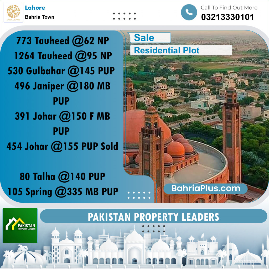 Residential Plot for Sale in Bahria Town, Lahore - (BP-195591)
