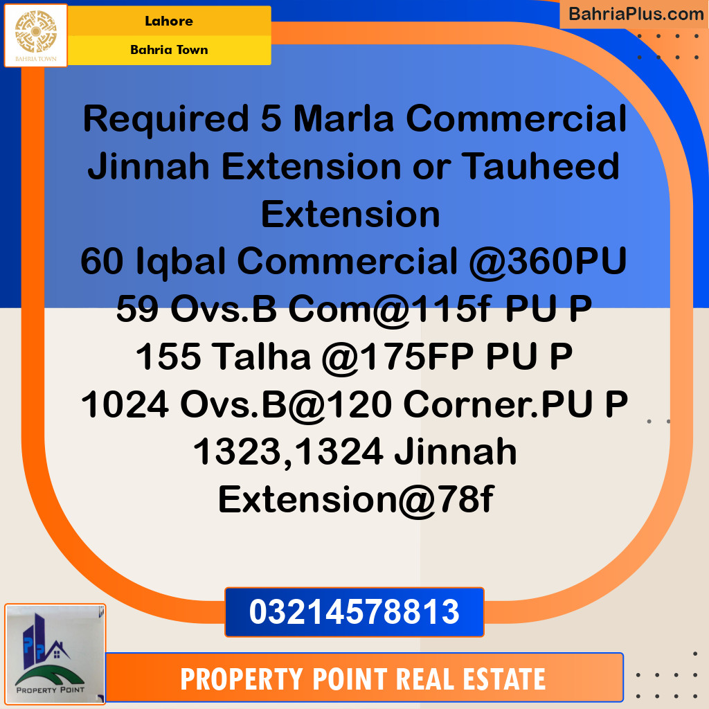 Residential Plot for Sale in Bahria Town, Lahore - (BP-195622)
