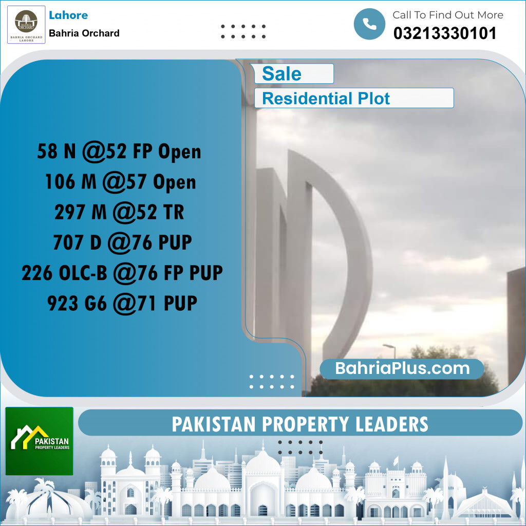 Residential Plot for Sale in Bahria Orchard, Lahore - (BP-195624)
