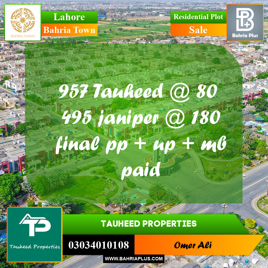 Residential Plot for Sale in Bahria Town, Lahore - (BP-195660)