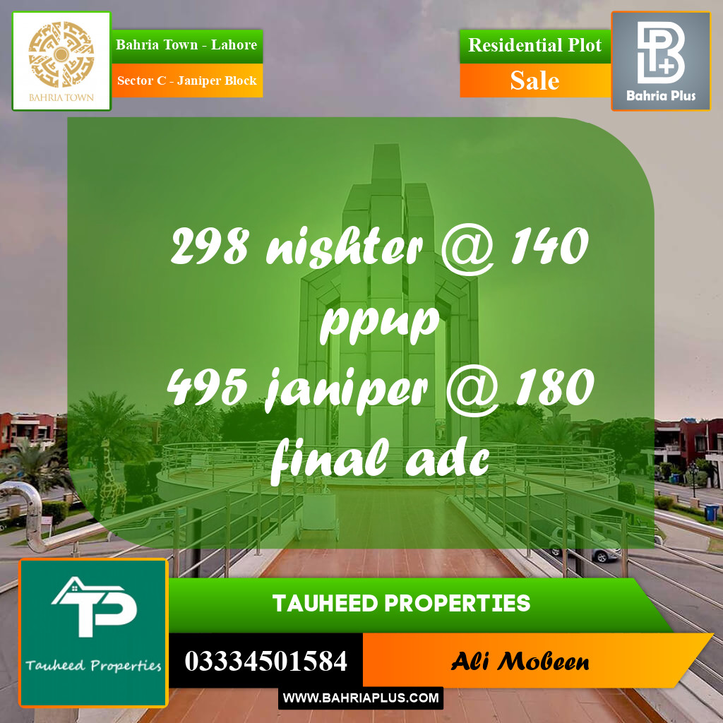 Residential Plot for Sale in Sector C - Janiper Block -  Bahria Town, Lahore - (BP-195665)