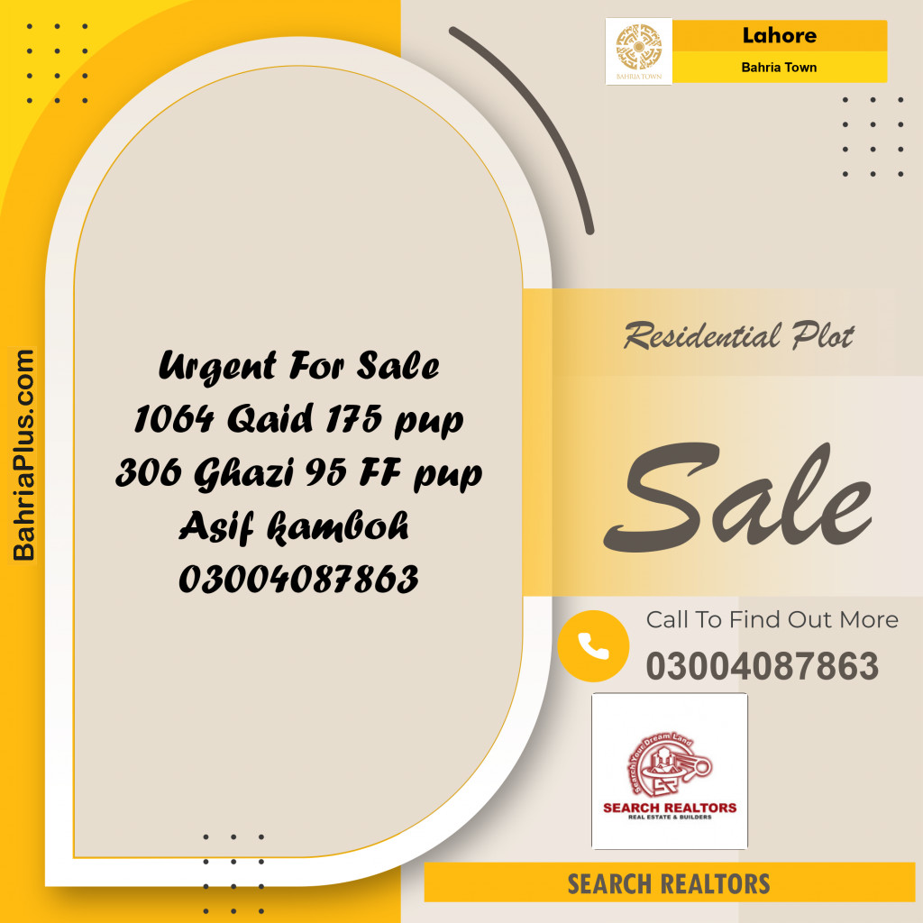 Residential Plot for Sale in Bahria Town, Lahore - (BP-195666)