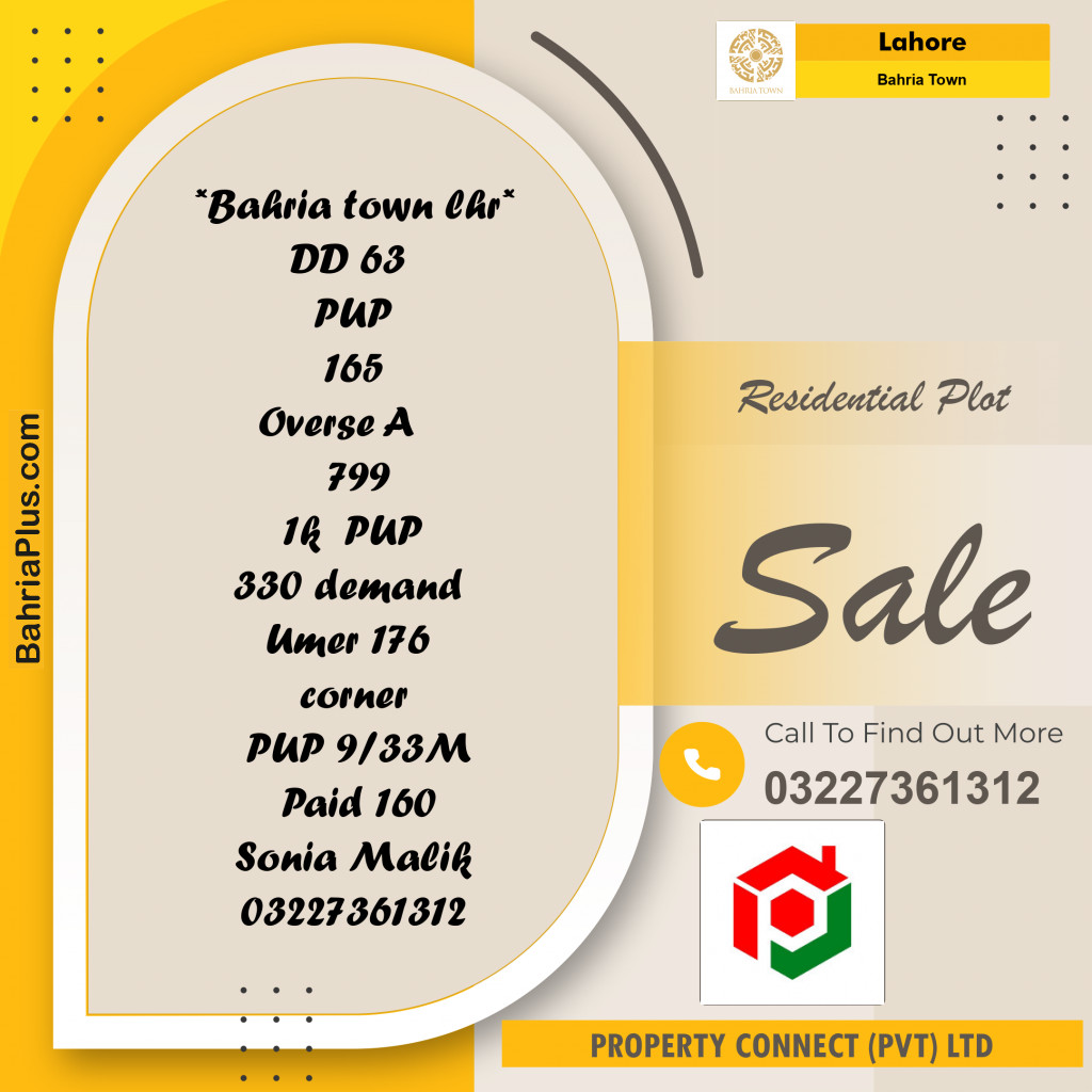 Residential Plot for Sale in Bahria Town, Lahore - (BP-195679)