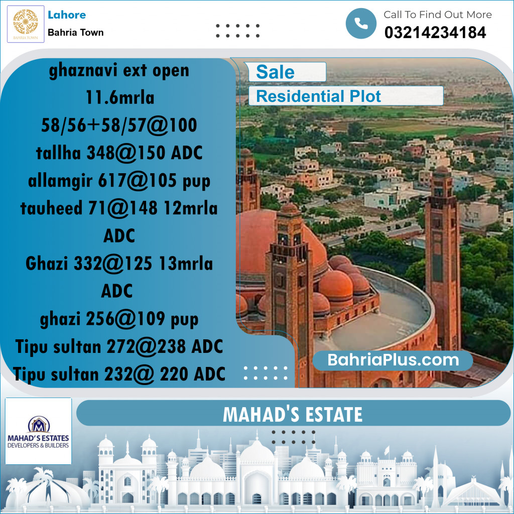 Residential Plot for Sale in Bahria Town, Lahore - (BP-195697)