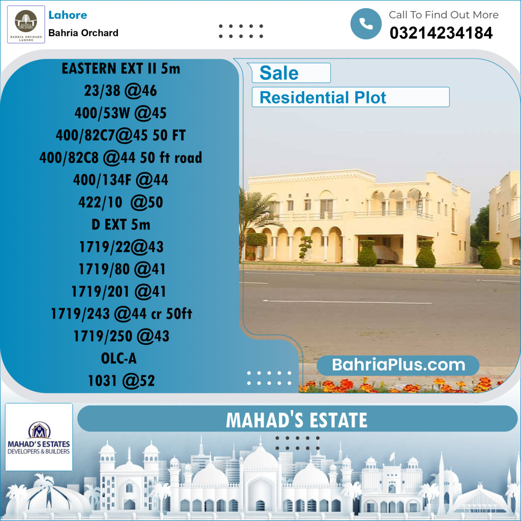 Residential Plot for Sale in Bahria Orchard, Lahore - (BP-195699)