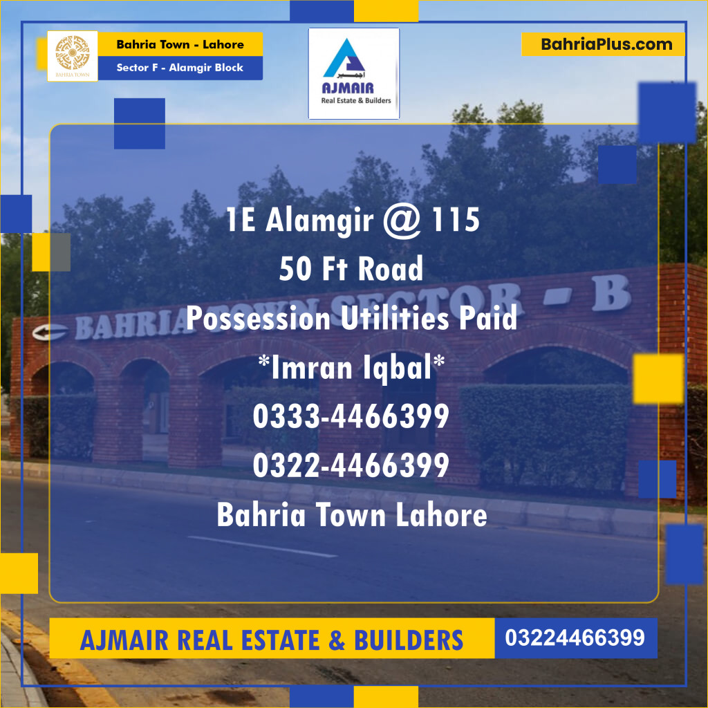 Residential Plot for Sale in Sector F - Alamgir Block -  Bahria Town, Lahore - (BP-195710)