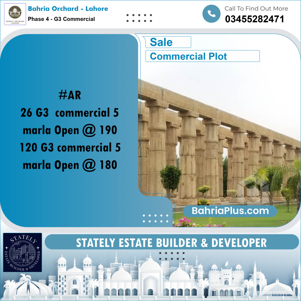 Commercial Plot for Sale in Phase 4 - G3 Commercial -  Bahria Orchard, Lahore - (BP-195742)