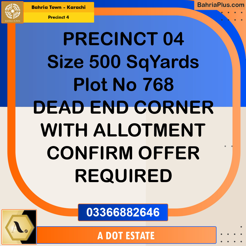 500 Sq. Yards Residential Plot for Sale in Precinct 4 -  Bahria Town, Karachi - (BP-195751)