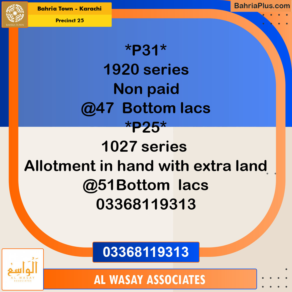 125 Sq. Yards Residential Plot for Sale in Precinct 25 -  Bahria Town, Karachi - (BP-195770)