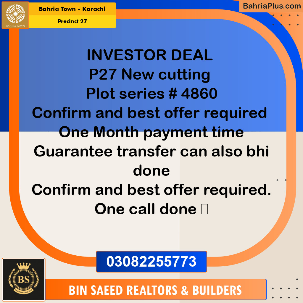 Residential Plot for Sale in Precinct 27 -  Bahria Town, Karachi - (BP-195780)