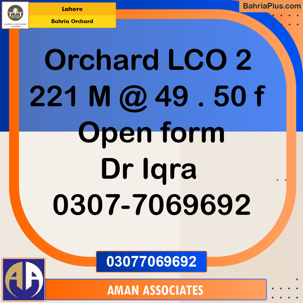 Residential Plot for Sale in Bahria Orchard, Lahore - (BP-195813)