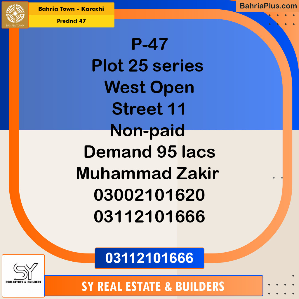 250 Sq. Yards Residential Plot for Sale in Precinct 47 -  Bahria Town, Karachi - (BP-195867)