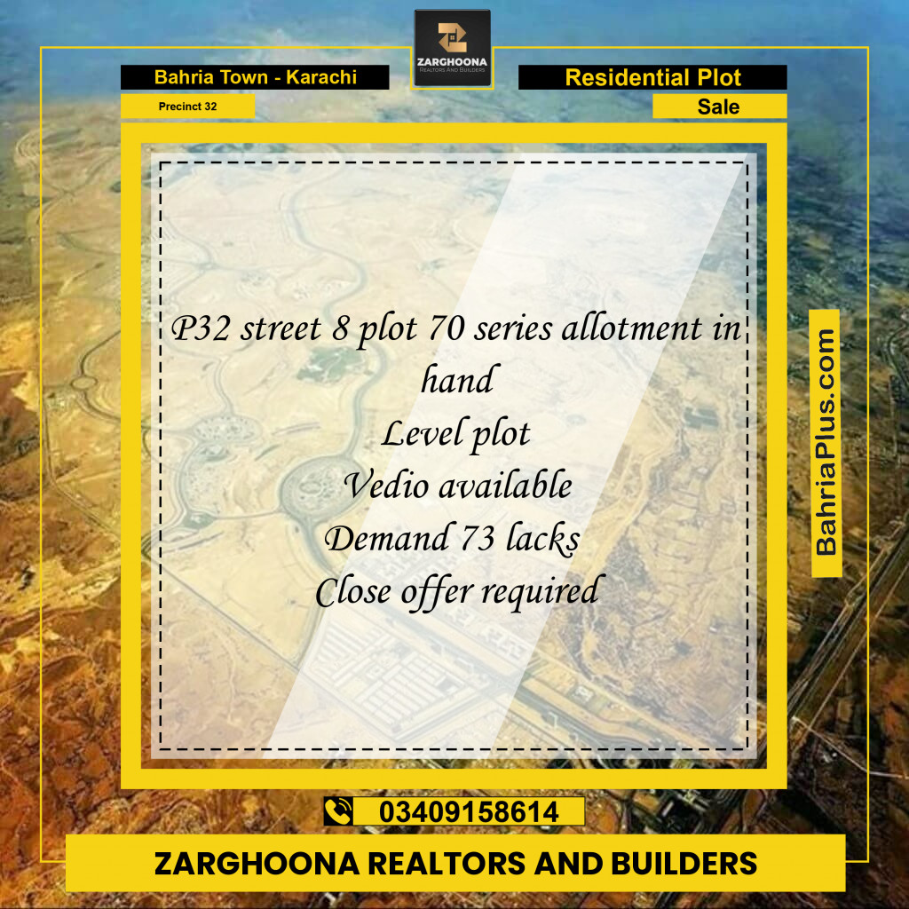 250 Sq. Yards Residential Plot for Sale in Precinct 32 -  Bahria Town, Karachi - (BP-195879)