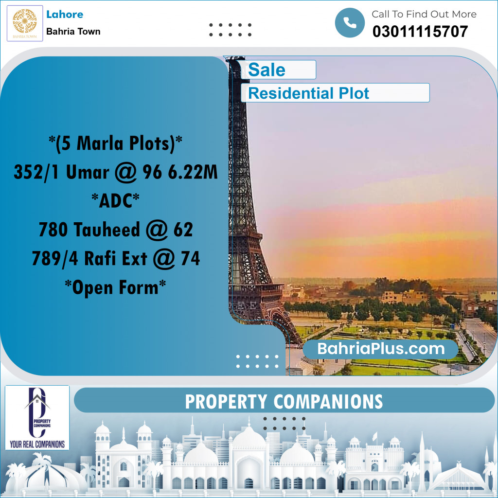 Residential Plot for Sale in Bahria Town, Lahore - (BP-195891)