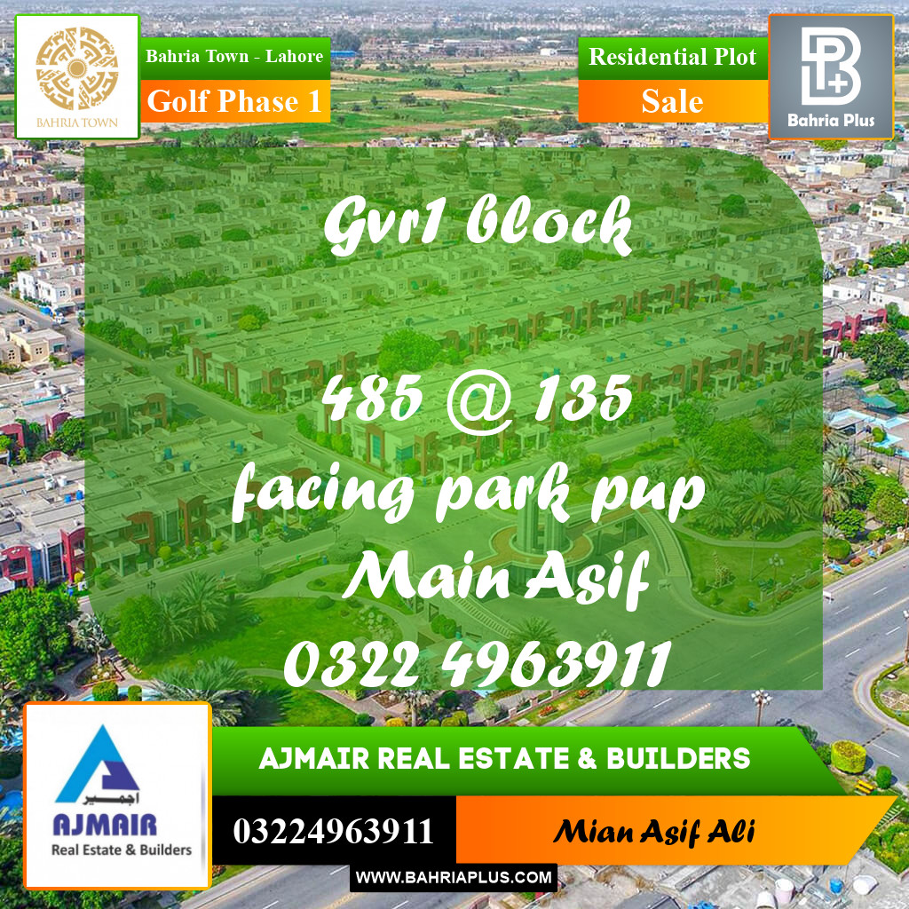 Residential Plot for Sale in Golf Phase 1 -  Bahria Town, Lahore - (BP-195943)