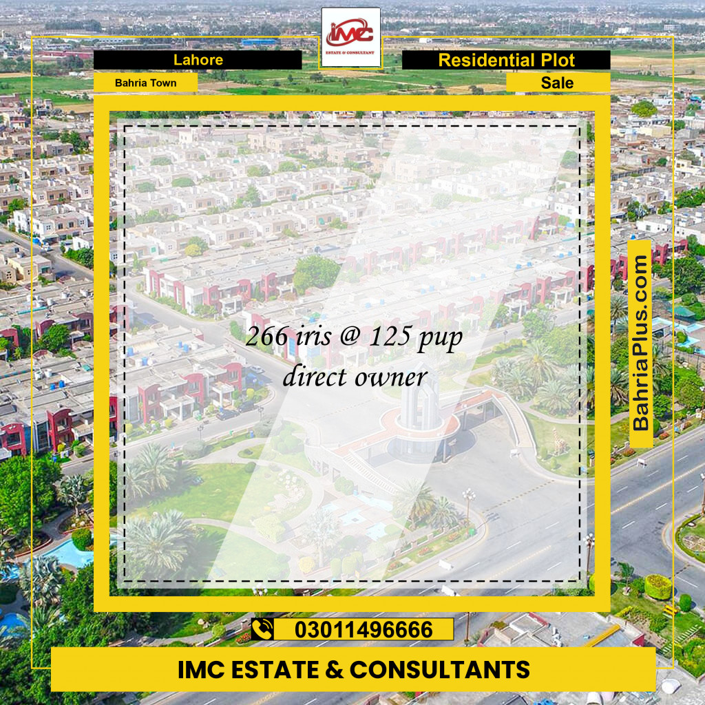 Residential Plot for Sale in Bahria Town, Lahore - (BP-195992)