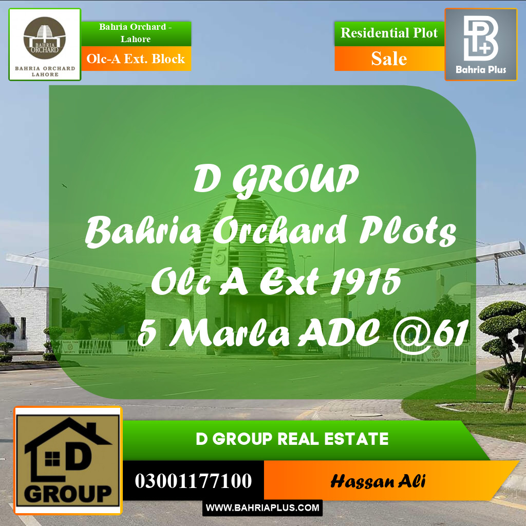 Residential Plot for Sale in OLC-A Ext. Block -  Bahria Orchard, Lahore - (BP-196000)