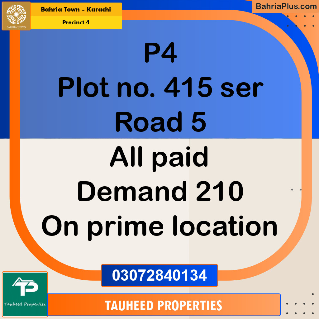 500 Sq. Yards Residential Plot for Sale in Precinct 4 - Bahria Town, Karachi - (BP-196059)