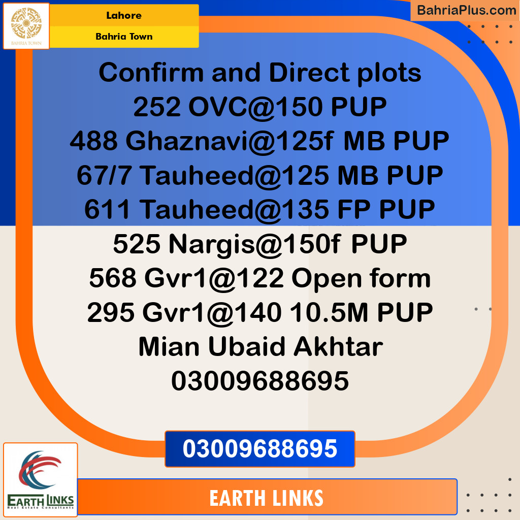 Residential Plot for Sale in Bahria Town, Lahore - (BP-196066)