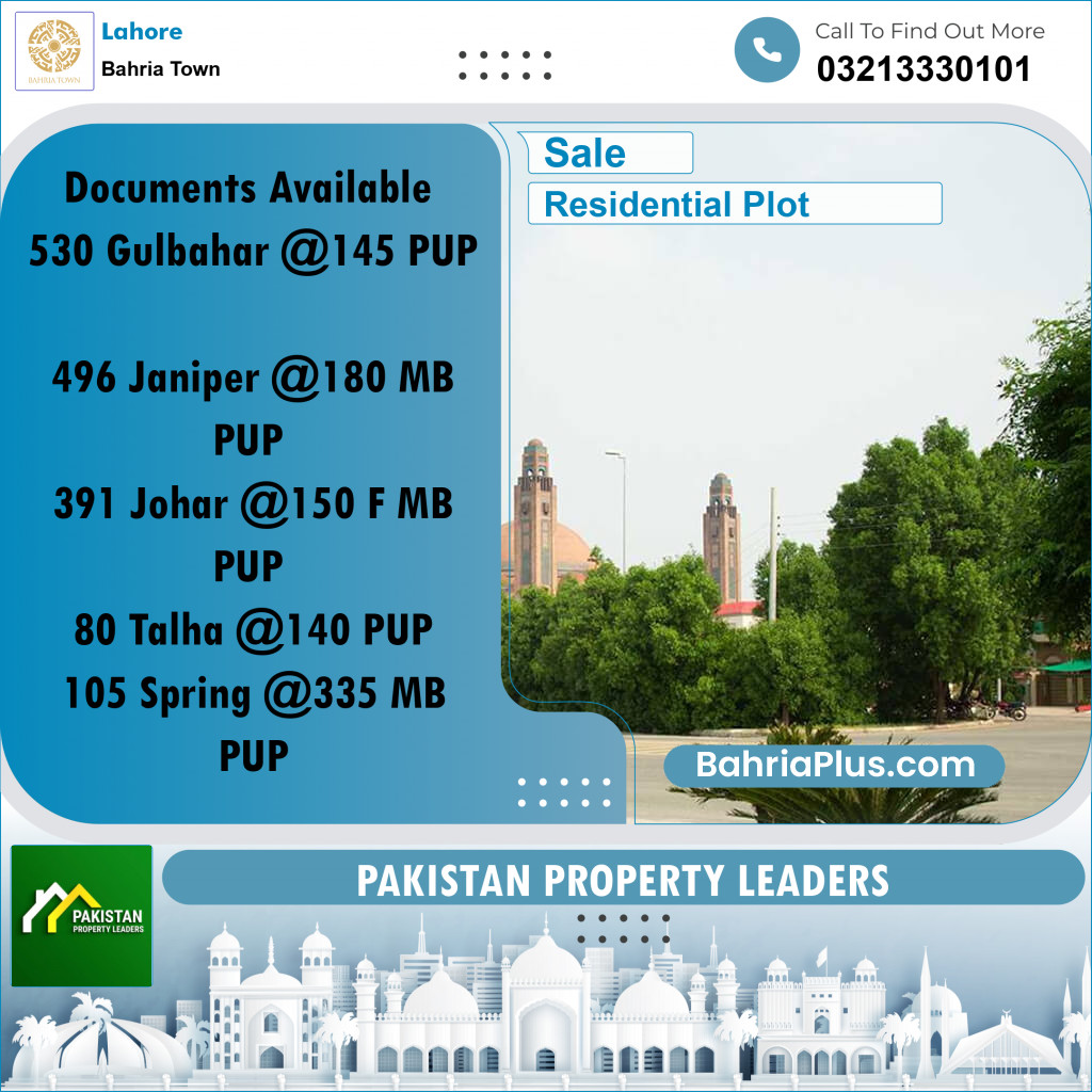 Residential Plot for Sale in Bahria Town, Lahore - (BP-196067)