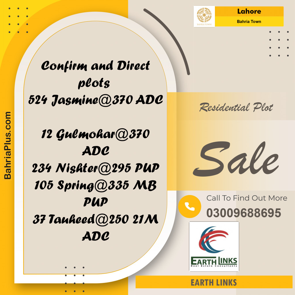 Residential Plot for Sale in Bahria Town, Lahore - (BP-196068)