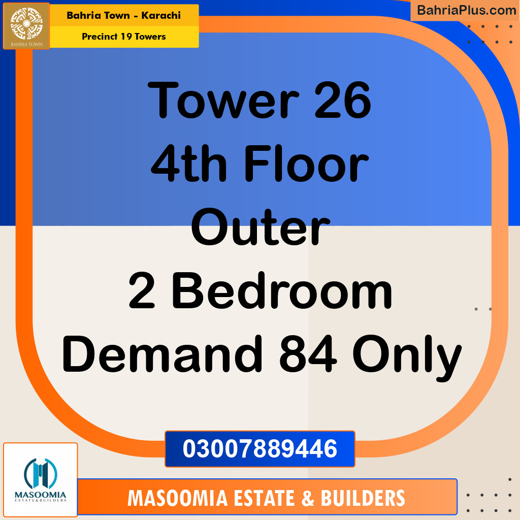 950 Sq. Ft. Residential Apartment for Sale in Precinct 19 Towers - Bahria Town, Karachi - (BP-196084)