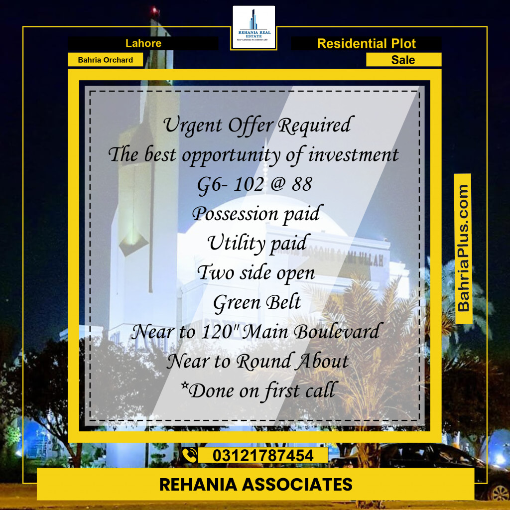 Residential Plot for Sale in Bahria Orchard, Lahore - (BP-196104)