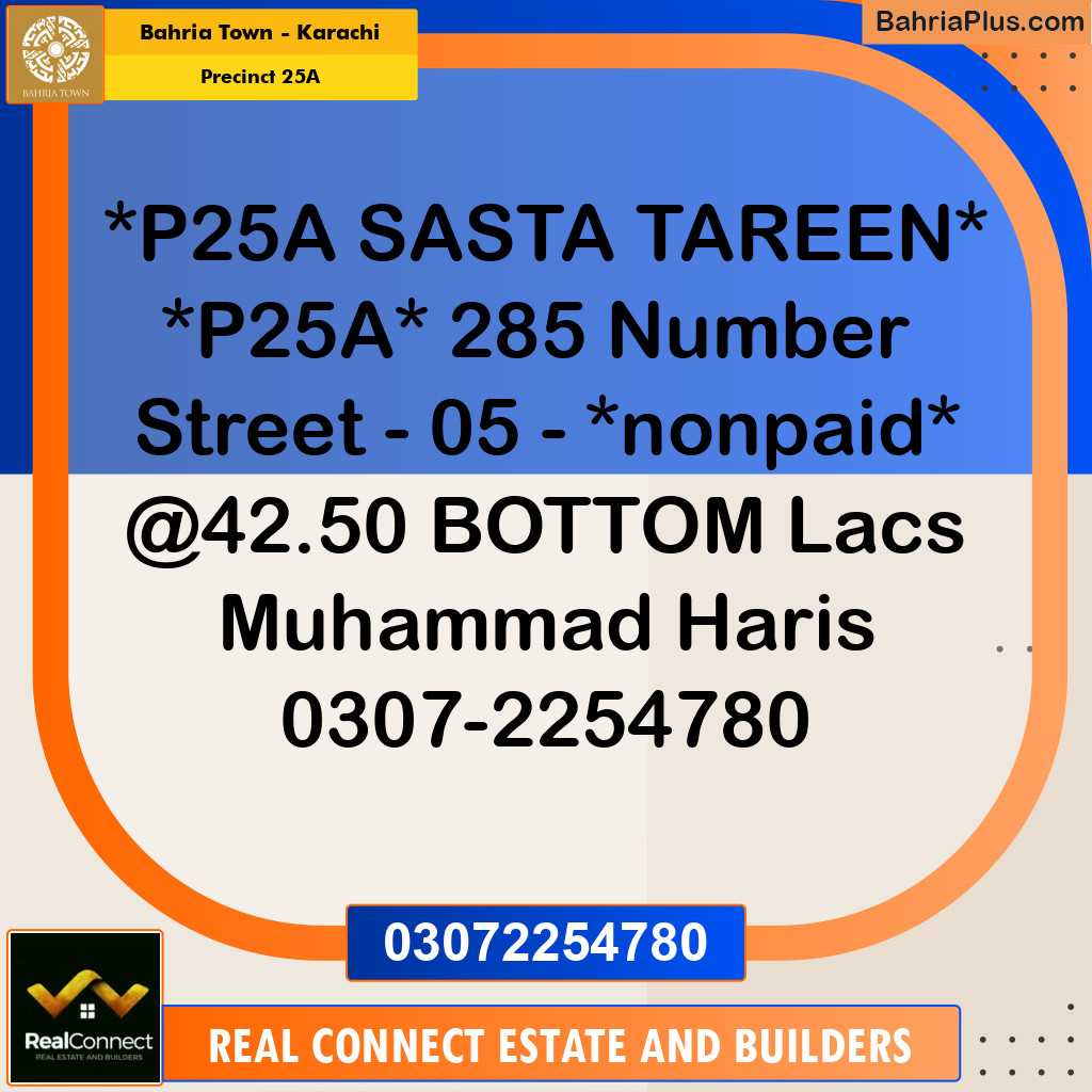 125 Sq. Yards Residential Plot for Sale in Precinct 25A -  Bahria Town, Karachi - (BP-196180)