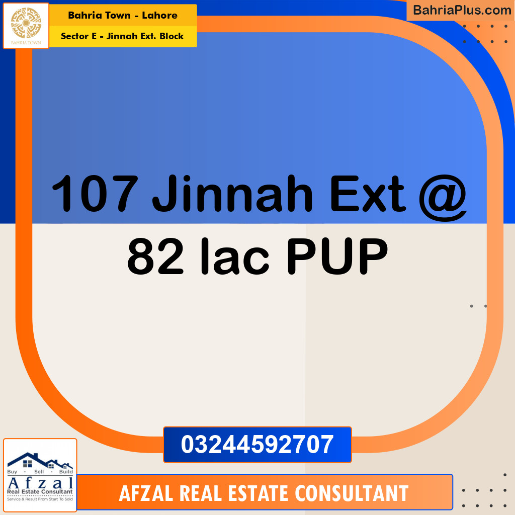 Residential Plot for Sale in Sector E - Jinnah Ext. Block -  Bahria Town, Lahore - (BP-196200)